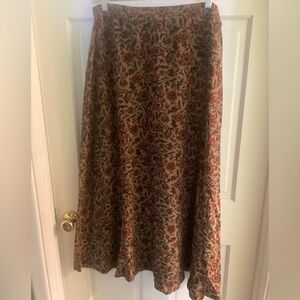SILK! GORGEOUS Jones New York 100% Silk Maxi length Skirt Rich Colors Sz 16